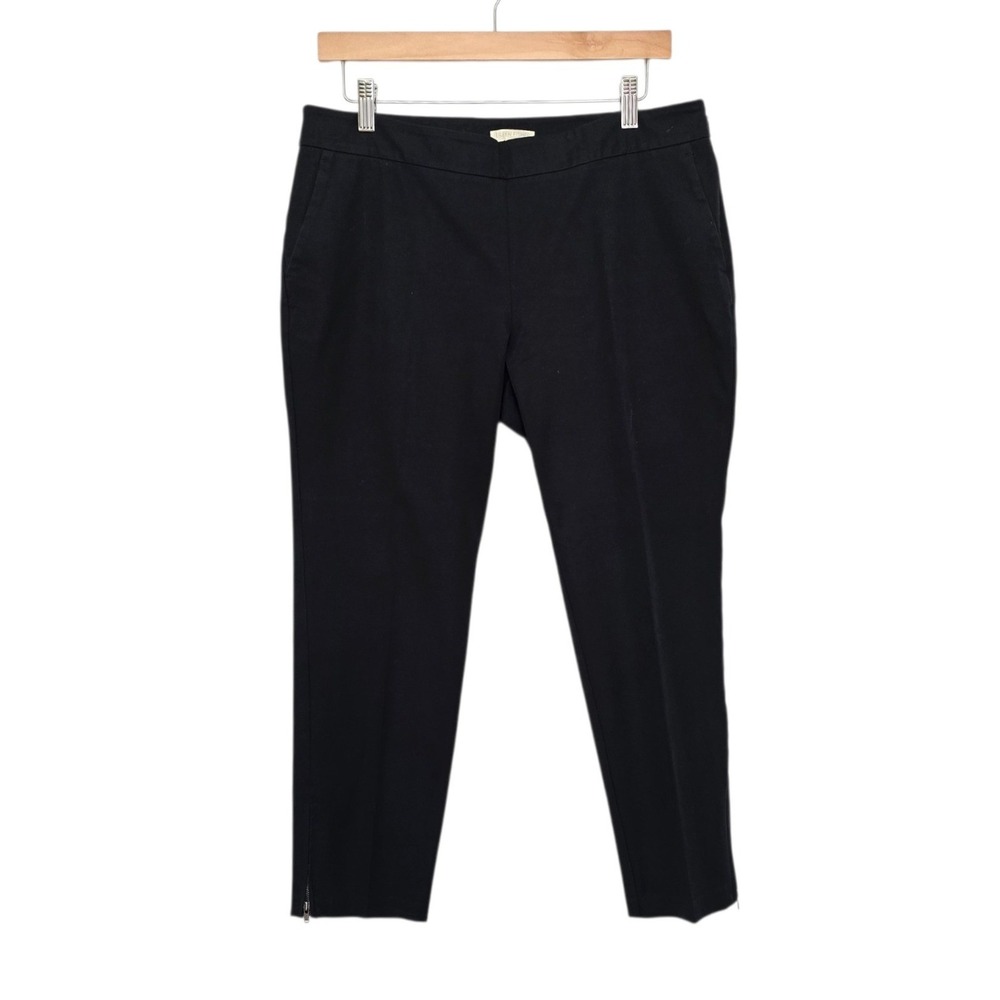 Eileen‎ Fisher Petite Black Organic Cotton Stretch Ankle Zip Trousers PM 0457